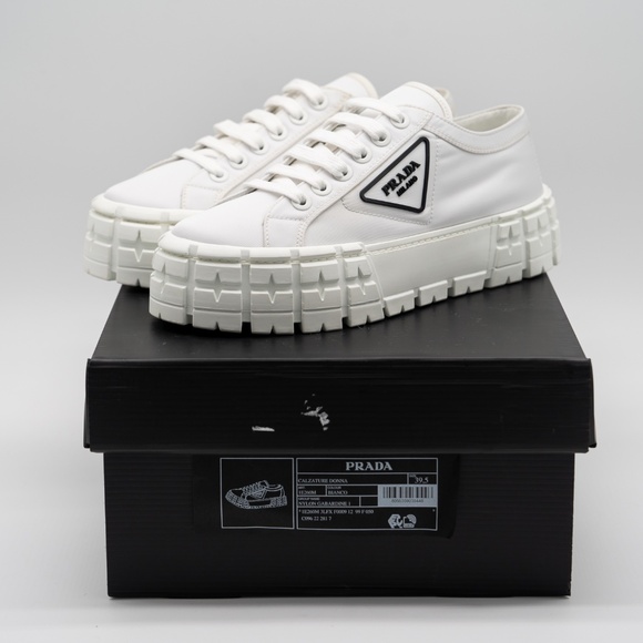 size 39.5eu 9.5 US Prada Double Wheel Platform Sneaker White Nylon - Picture 15 of 16